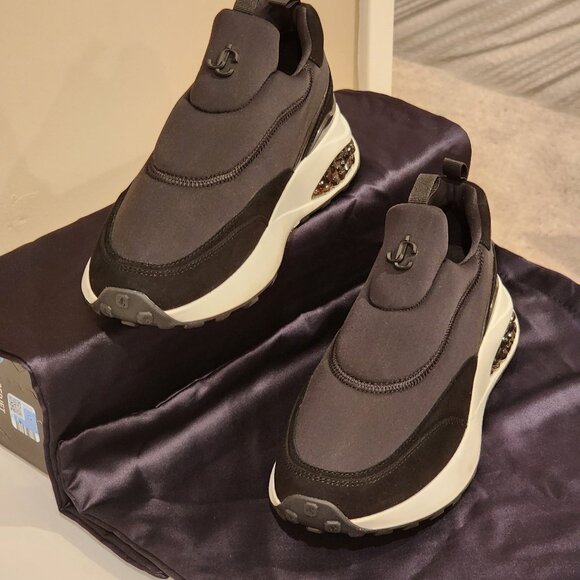Brand New!!|EU39|Jimmy Choo: Onyx Black Slip On Sneakers - Picture 2 of 10